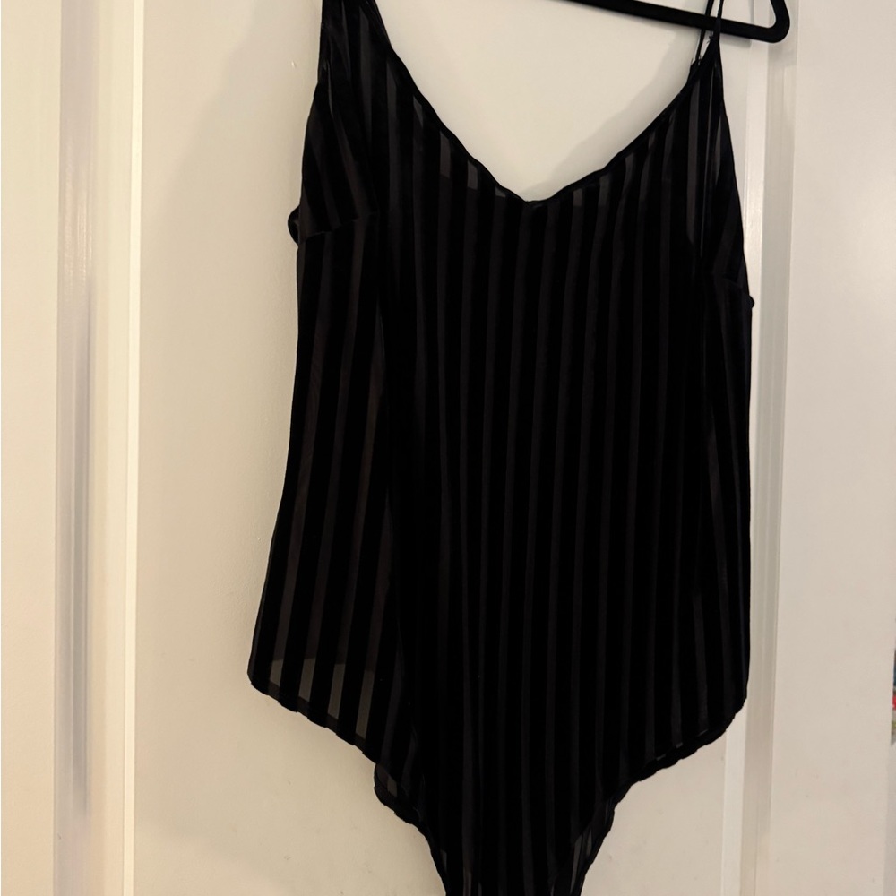 Plus Size 3X Black Striped Women's BodySuit